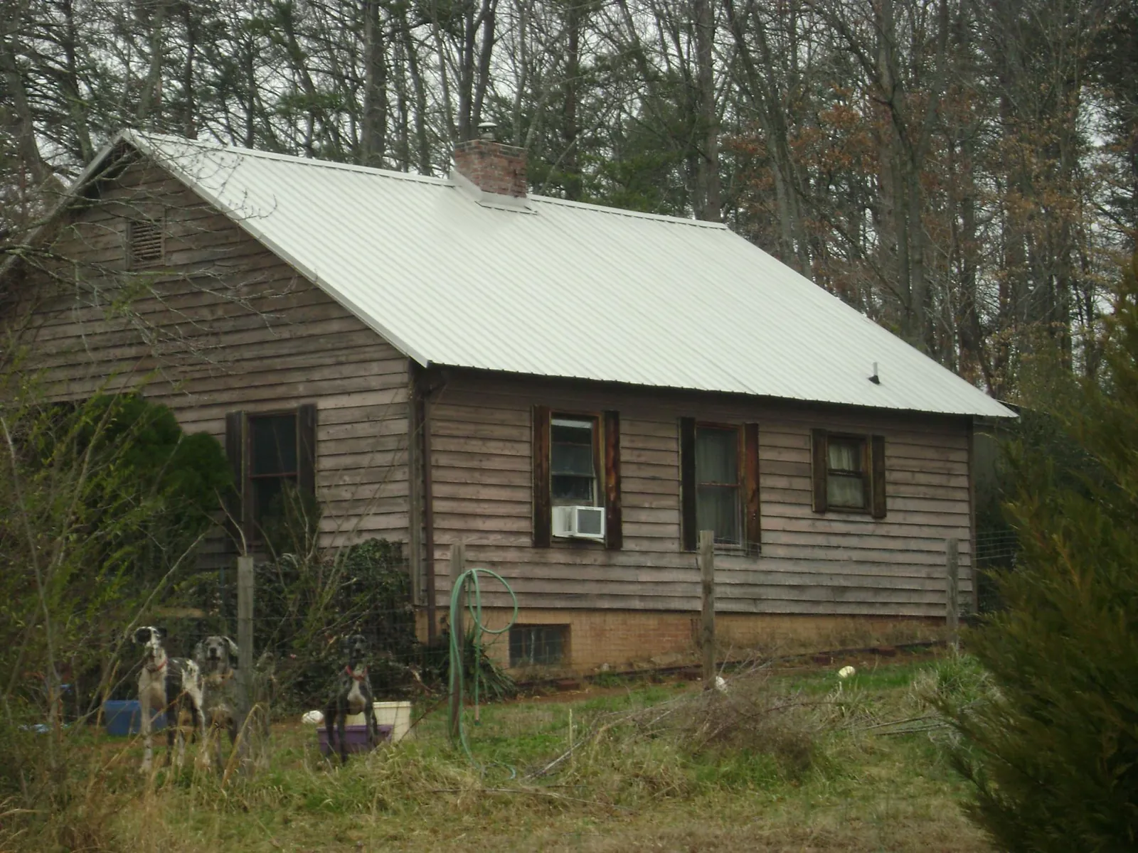 White metal roof on an old wood sided farmhouse, from a Asphalt Shingle Roof Repair job in Worthington